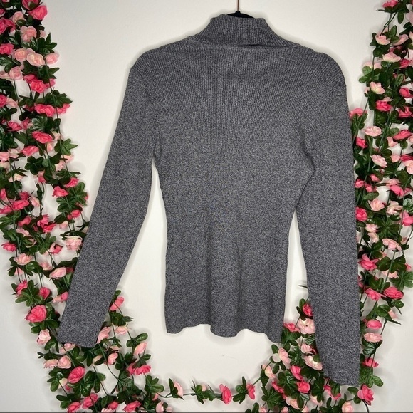 Style & Co Gray Metallic Turtleneck Sweater Medium Work Office Business Casual - Picture 4 of 6